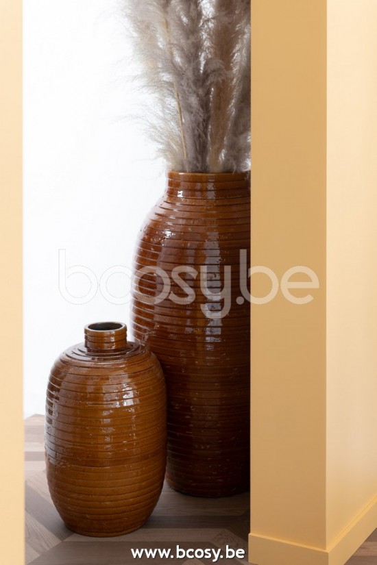 Jline Jarron Etnic Ceramica Marron Small