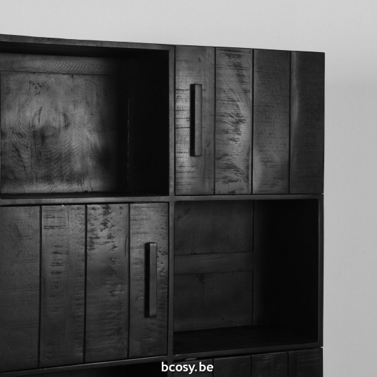 LABEL51 Armoire de rangement Santos Noir Bois de manguier.