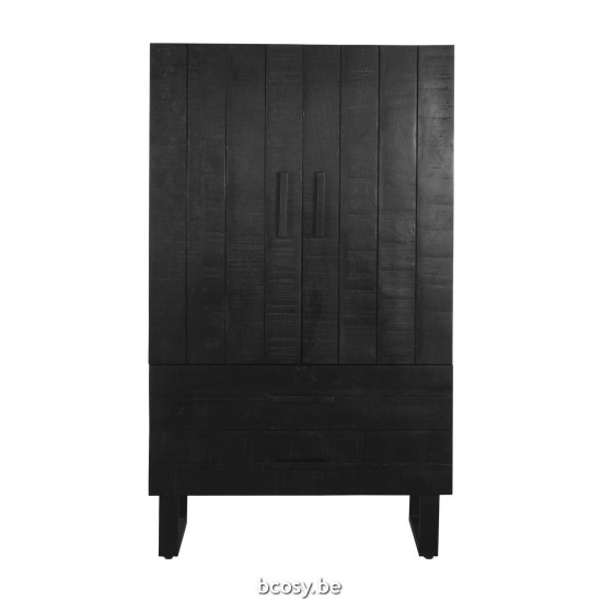 LABEL 51 Bergkast Kast Zwart Mangohout 2-Deurs.