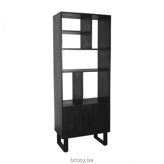 LABEL51 Bookcase Santos Black Mango wood Boekkast.
