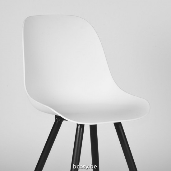 LABEL51 Chaise de salle à manger Monza Blanc PP Zwart Metalen Frame.