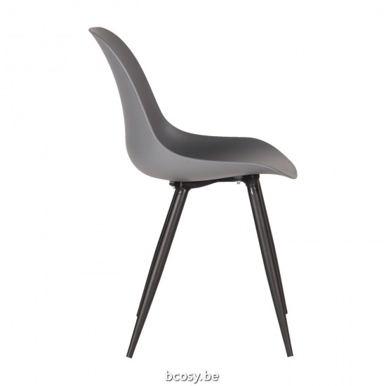 LABEL 51 Eetkamerstoel Monza Antraciet PP Zwart Metalen Frame.