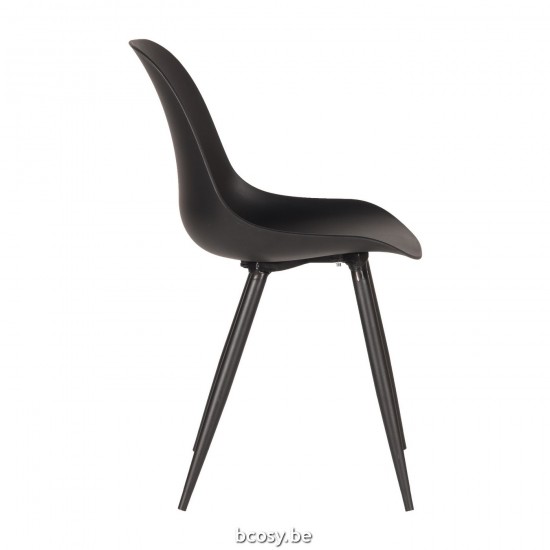 LABEL 51 Eetkamerstoel Monza Zwart PP Zwart Metalen Frame.