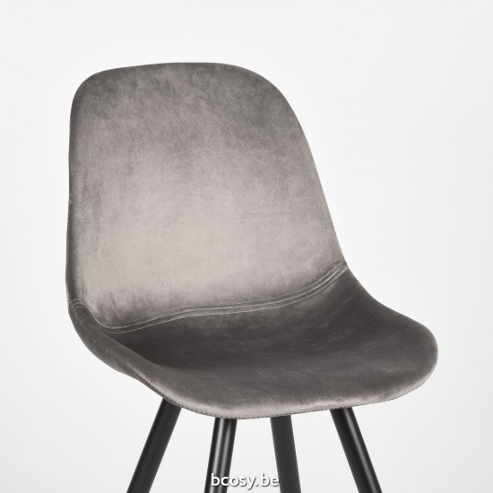 LABEL51 Chaise de salle à manger Capri Gris Velours Zwart Metalen Frame.