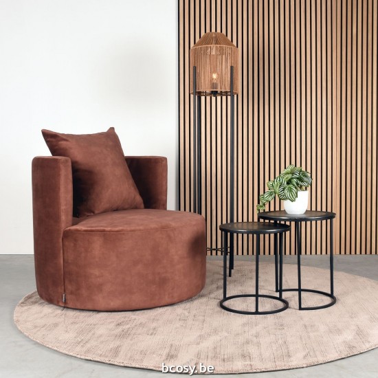 LABEL51 Lounge chair Evy Rust Velours 90 cm.
