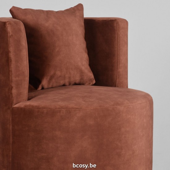 LABEL51 Fauteuil Evy Rouille Velours 65 cm.