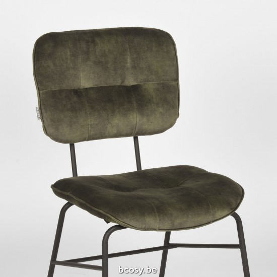 LABEL51 Chaise de salle à manger Dez Hunter Velours Zwart Metalen Frame.