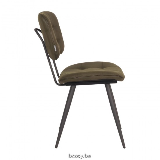 LABEL 51 Eetkamerstoel Gus Army Microvezel Zwart Metalen Frame.