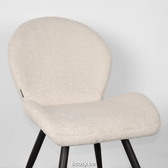 LABEL51 Chaise de salle à manger Sky Ivoor Teddy Zwart Metalen Frame.