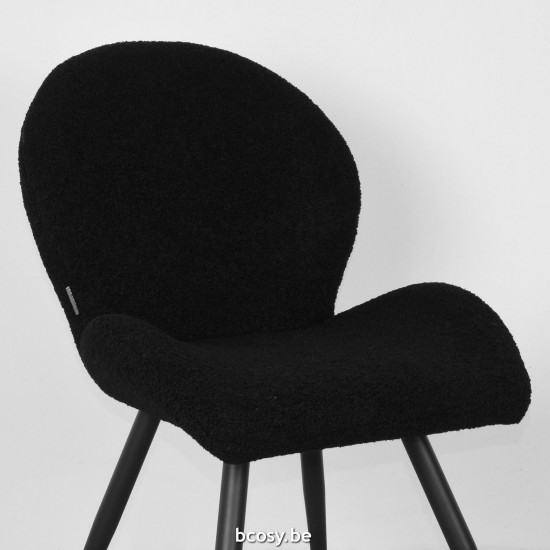 LABEL51 Chaise de salle à manger Sky Noir Teddy Zwart Metalen Frame.