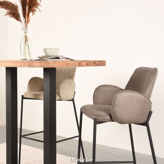 LABEL51 Bar stool Joni Taupe Microfiber Zithoogte 78.