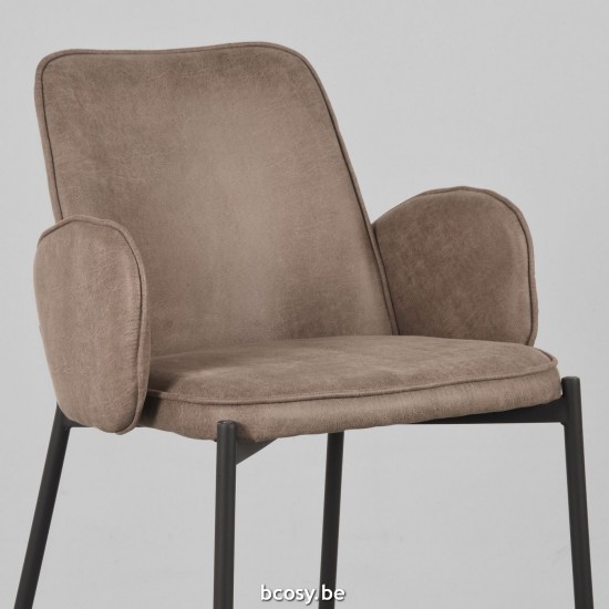 LABEL51 Tabouret de bar Joni Taupe Micro Suede Laag.