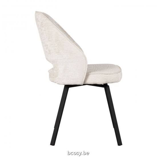 LABEL 51 Eetkamerstoel Lewis Creme Elegance Zwart Metalen Frame.