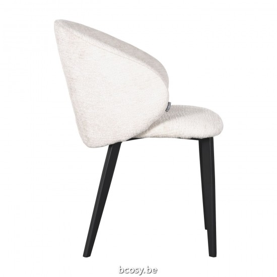 LABEL 51 Eetkamerstoel Logan Creme Elegance Zwart Metalen Frame.