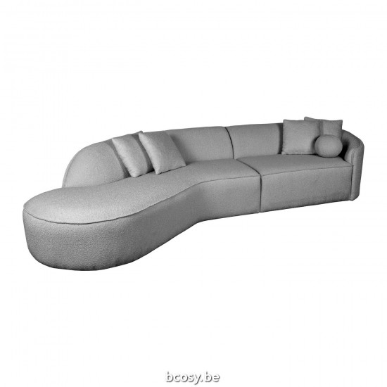 LABEL 51 Bank Stelvio Grijs Boucle 4-Zits - Hoek Links.