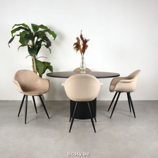 LABEL 51 Eetkamertafel Oliva Zwart Eiken 130 cm Rond.