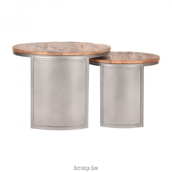 LABEL 51 Salontafel Set Bunch Rough Mangohout 60 cm Rond.