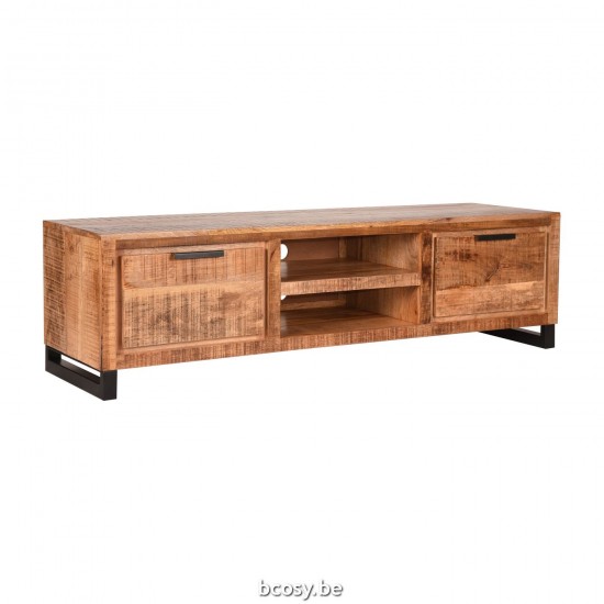 LABEL51 TV-Schrank 160 cm Glasgow Raue Mango-Holz.
