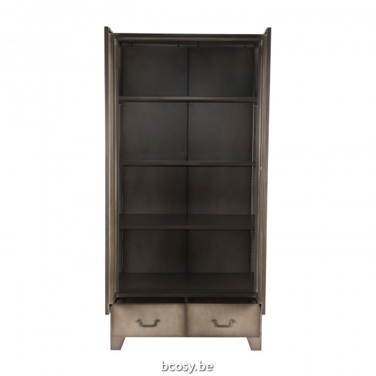 LABEL51 Storage cupboard Fence Grey Metal 2-Deurs.