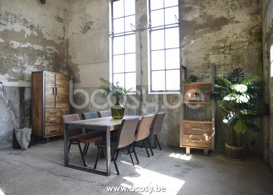 LABEL51 Chaise de salle à manger Matz Cognac Microvezel Zwart Metalen Frame.