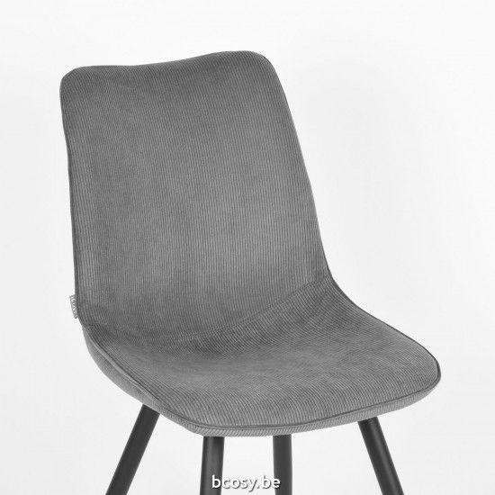 LABEL51 Chaise de salle à manger Jort Gris foncé Ribcord Zwart Metalen Frame.