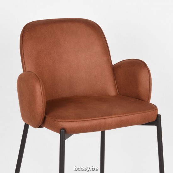 LABEL51 Tabouret de bar Jari Cognac Microvezel Laag.