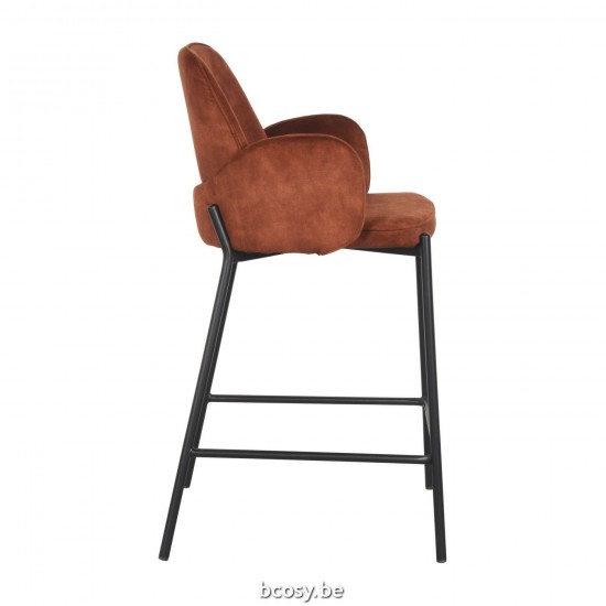 LABEL 51 Barkruk Jari Rust Velours Laag.