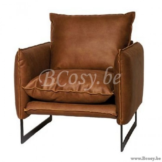 Lifestyle94 Home collection MILAN SOFA 1 SEAT MERSEY COGNAC 4 B80/H88/D90