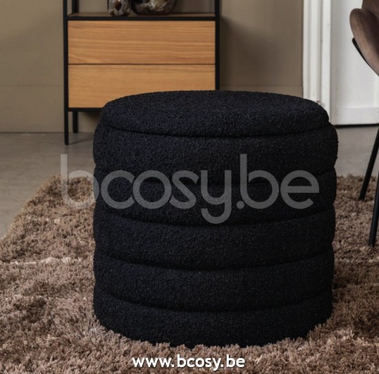 Lifestyle94 Home collection MINCO STORAGE POUF BLACK