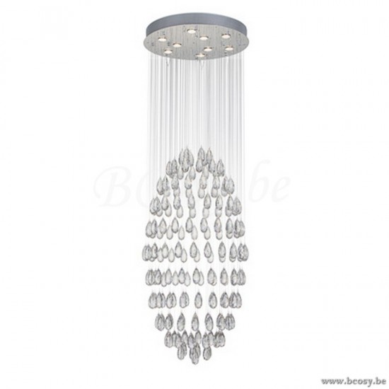 Linea Verdace GEVE DROP PEND K9CYST.9*GU10 D60 H190 CHROME