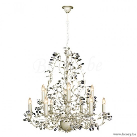 Linea Verdace LV 53313_CS Luchter Michelangelo 12 lampen E14 Creme Zilver