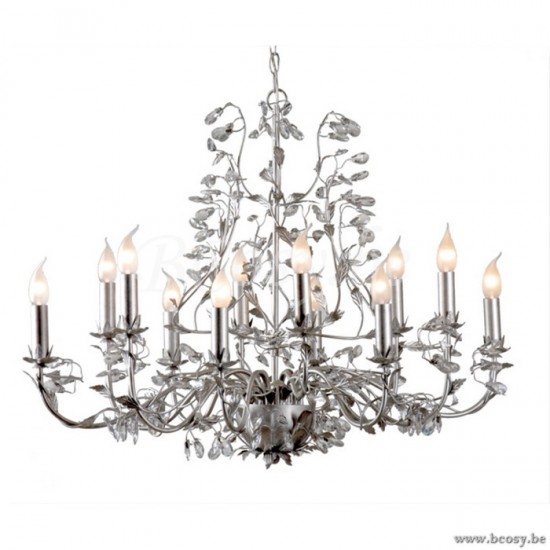 Linea Verdace LV 53314_SB Luchter Michelangelo Ov 12 lampen E14 Silver Brushed