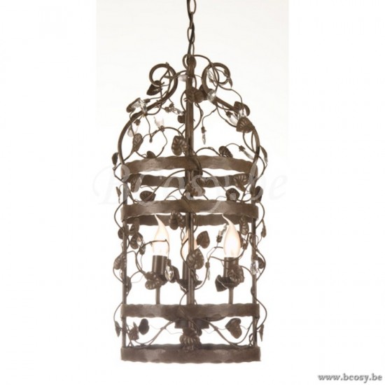 Linea Verdace LV 53315_R Luchter Michelangelo Cage 3 lampen E14 Roestkleur