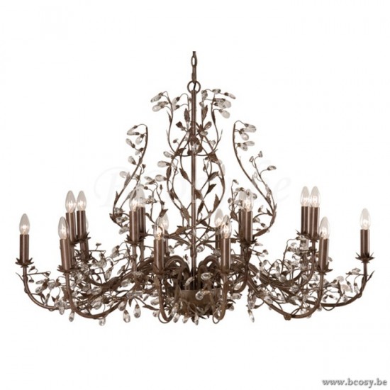 Linea Verdace LV 53317_R Luchter Michelangelo 18 Lampen Oval 120x80 Roestkleur