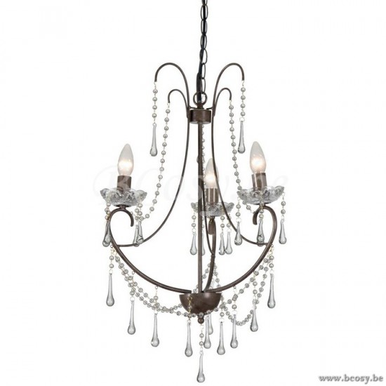 Linea Verdace LV 53339_R Luchter Romance 3 lampen E14 D50 Roest