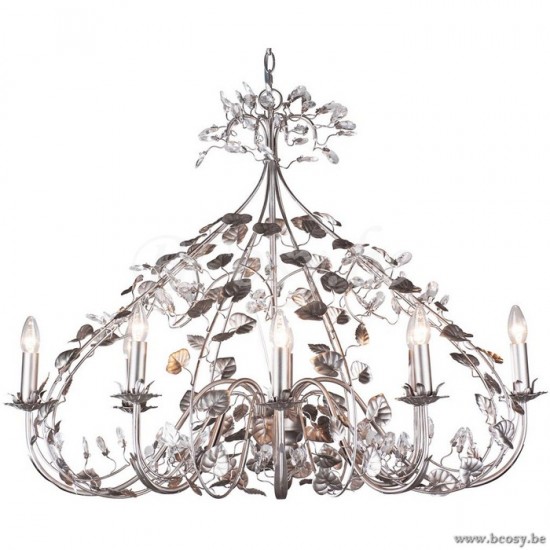Linea Verdace LV 53386_SB Bellini Luchter 8 Lampen Ovaal Silver Brushed