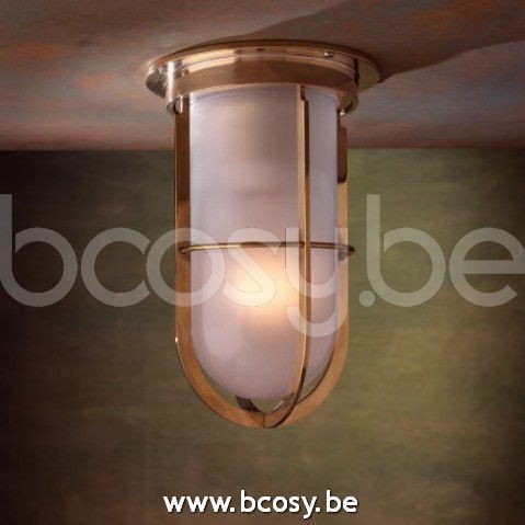 Tekna Nautic DOCKLIGHT CEILING-gepolijst messing-matglas.