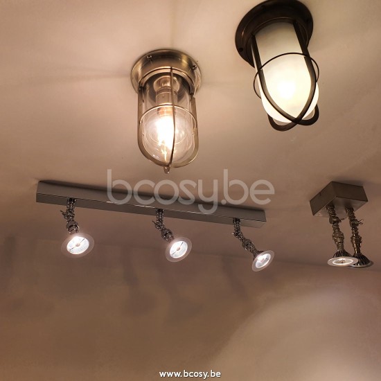 Tekna Nautic LILLEY SPOT ON RAIL-LED 600mm with 3 spots-messing geborsteld verchroomd.