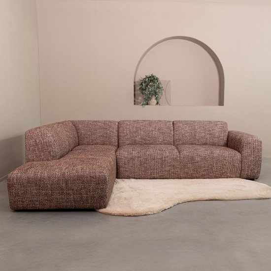 LABEL51 Hoekbank Verona - Cherry Chocolate - Silencio - Links Voorstaand.