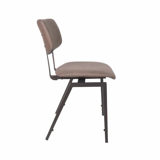 LABEL51 Eetkamerstoel Stapelbaar Taupe Micro Suede Zwart Metalen Frame.
