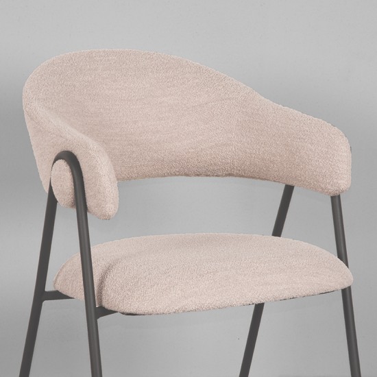 LABEL51 Chaise de salle à manger Lowen Naturel Boucle Zwart Metalen Frame.