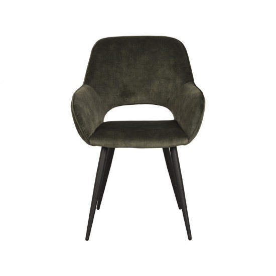 LABEL51 Eetkamerstoel Fer Hunter Velours Zwart Metalen Frame.