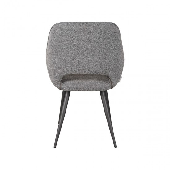 LABEL 51 Eetkamerstoel Fer Grijs Boucle Zwart Metalen Frame.