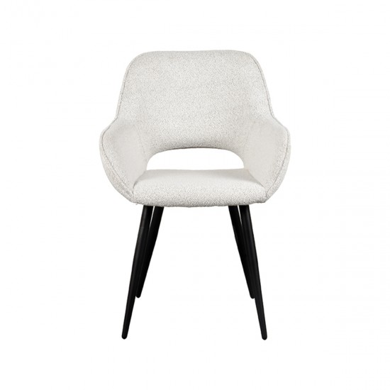 LABEL51 Eetkamerstoel Fer Champagne Boucle Zwart Metalen Frame.