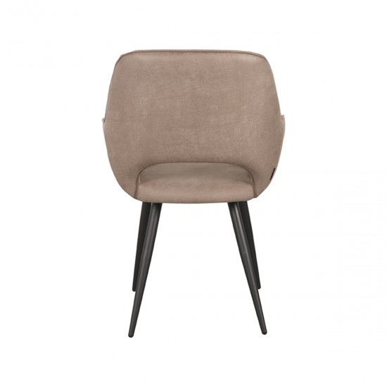 LABEL 51 Eetkamerstoel Fer Taupe Micro Suede Zwart Metalen Frame.