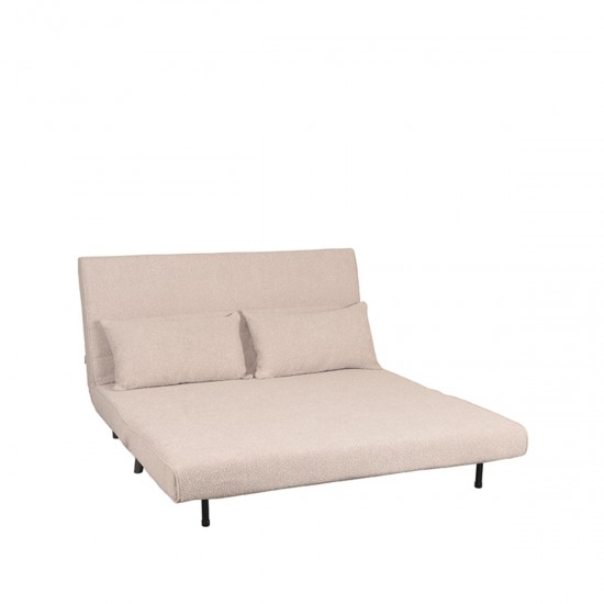 LABEL51 Slaapbank Double - Naturel - Boucle - Double | Zwarte Poot.