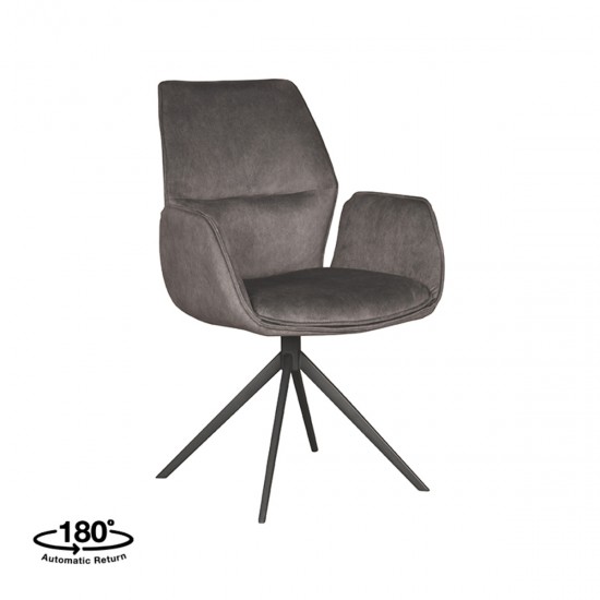 LABEL51 Eetkamerstoel Mellow Antraciet Cosmo Zwart Metalen Frame.