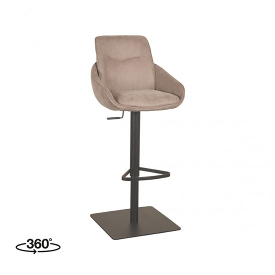 LABEL51 Barkruk Beauty Taupe Micro Suede Gaslift.