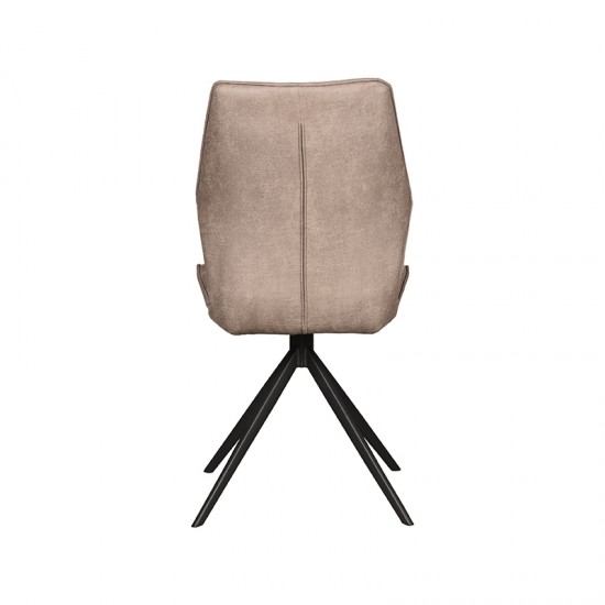 LABEL 51 Eetkamerstoel Comfy Taupe Micro Suede Zwart Metalen Frame.