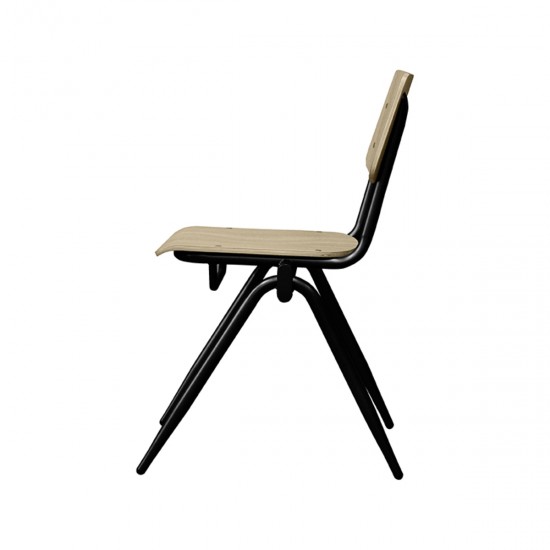 LABEL 51 Eetkamerstoel Solid Naturel Hout Zwart Metalen Frame.